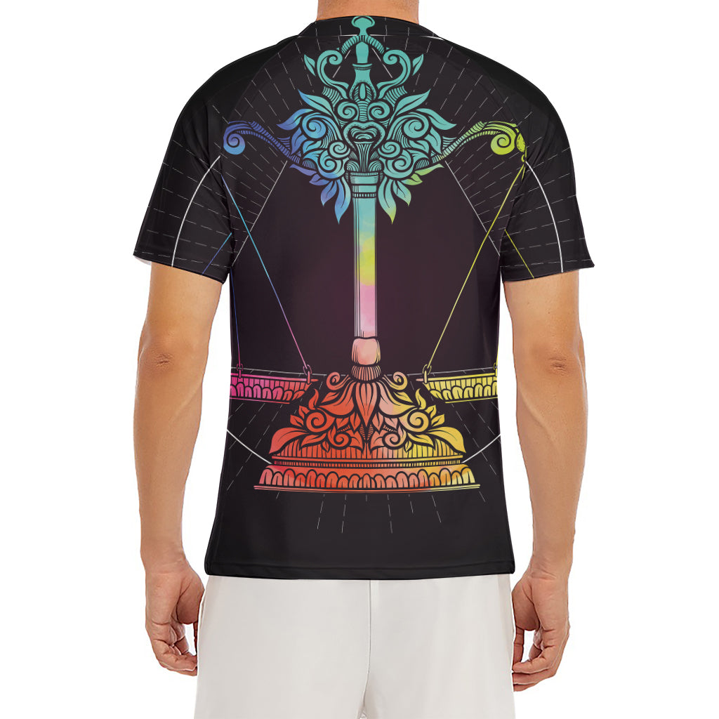 Colorful Libra Sign Print Men's Short Sleeve Rash Guard