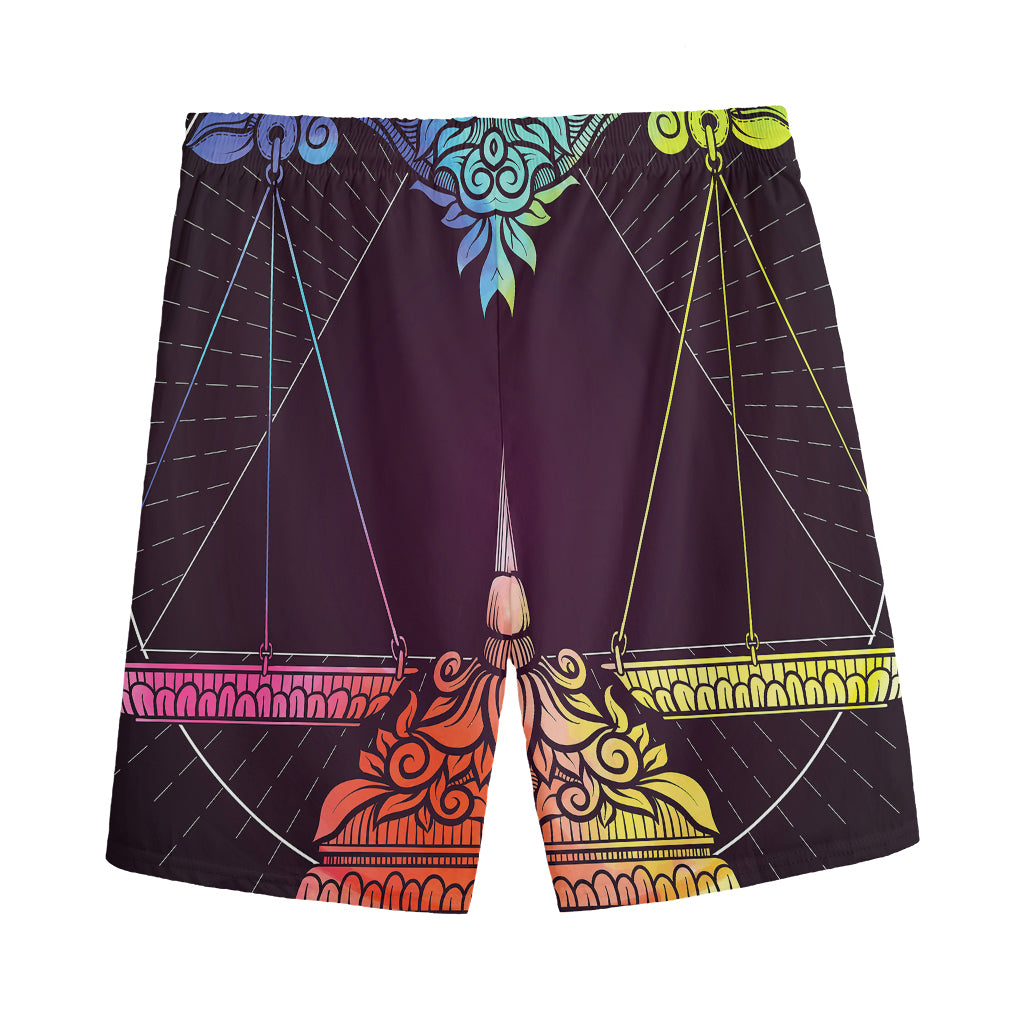 Colorful Libra Sign Print Men's Sports Shorts