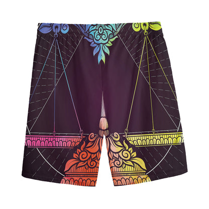Colorful Libra Sign Print Men's Sports Shorts
