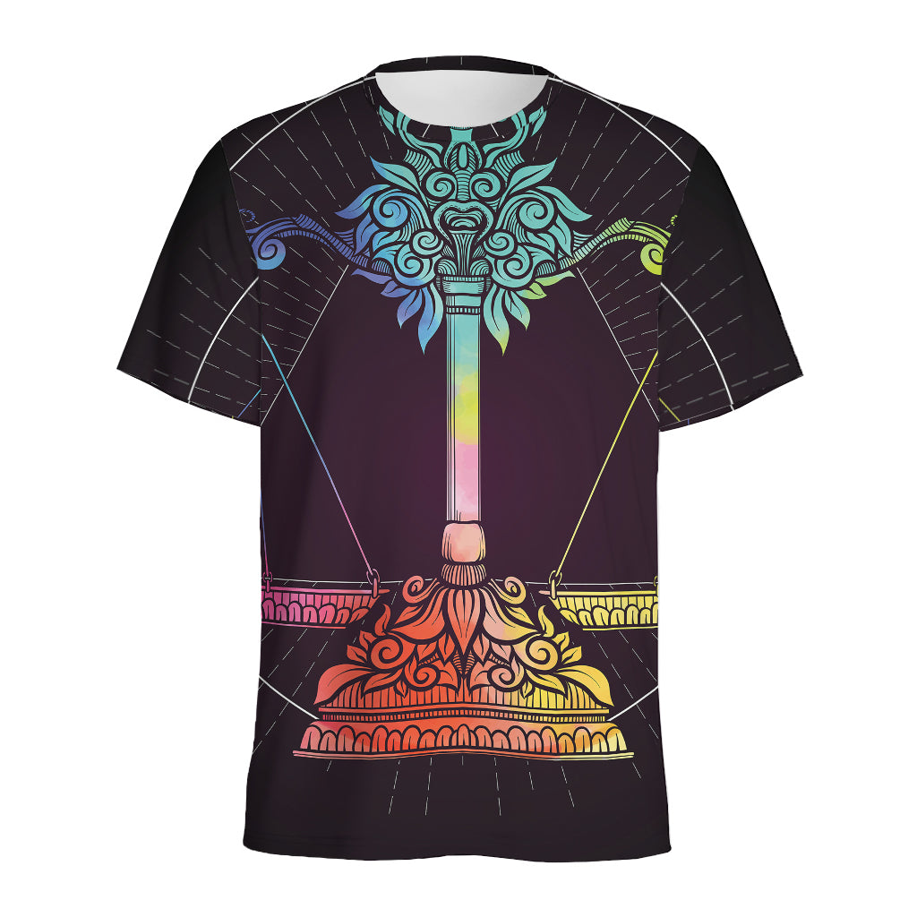 Colorful Libra Sign Print Men's Sports T-Shirt