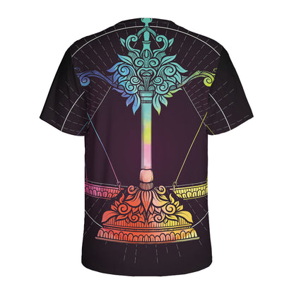 Colorful Libra Sign Print Men's Sports T-Shirt