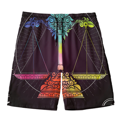 Colorful Libra Sign Print Men's Swim Trunks