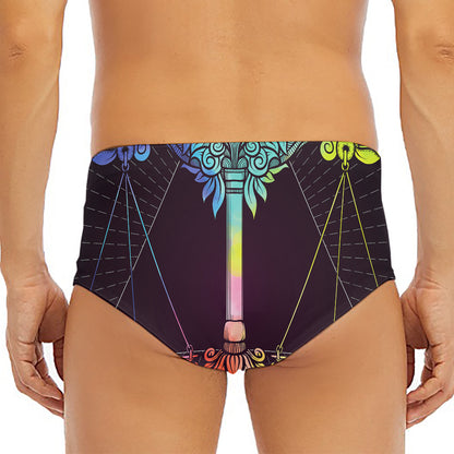 Colorful Libra Sign Print Men's Triangle Swim Briefs