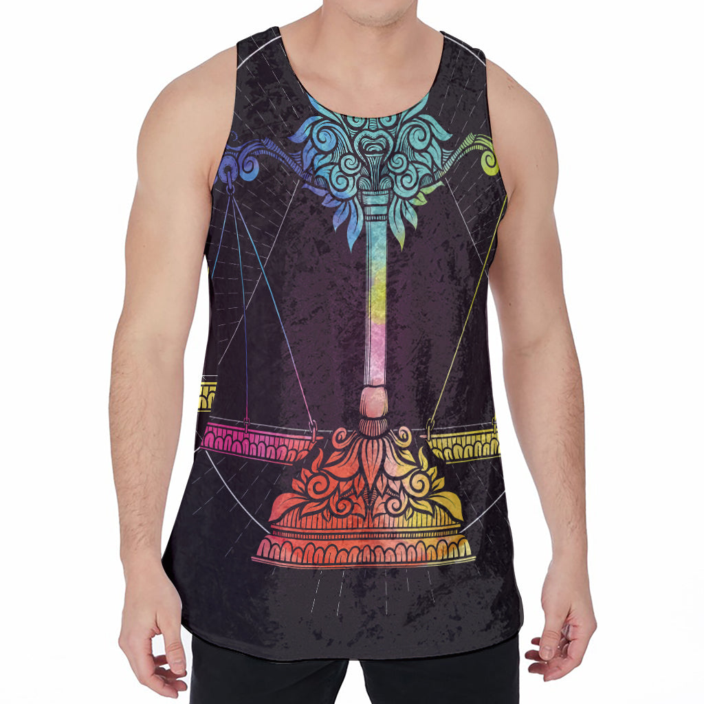 Colorful Libra Sign Print Men's Velvet Tank Top