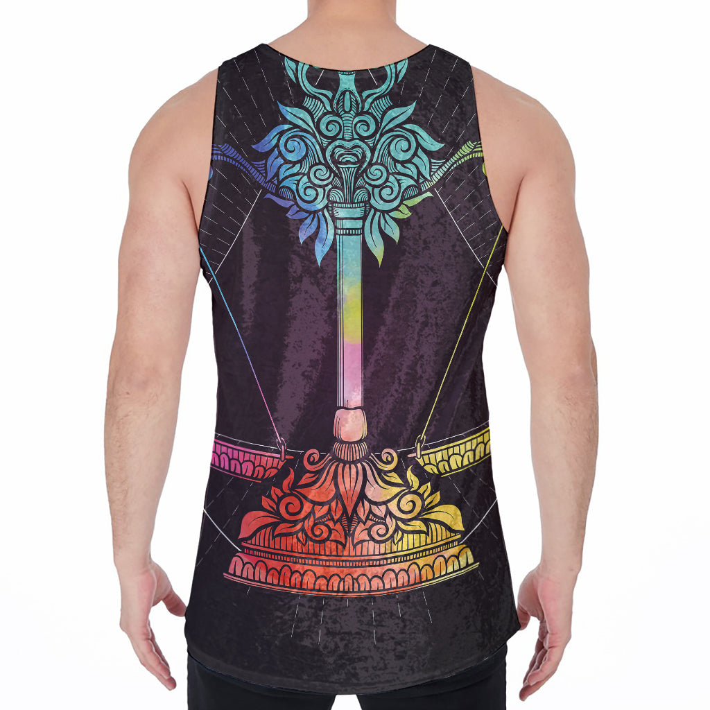 Colorful Libra Sign Print Men's Velvet Tank Top