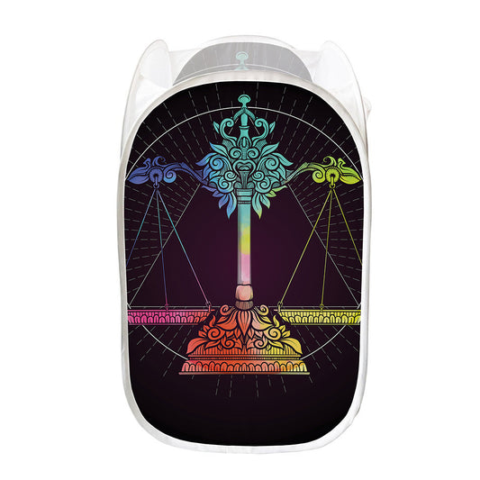 Colorful Libra Sign Print Mesh Laundry Hamper