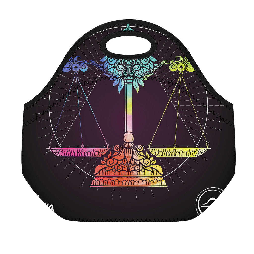 Colorful Libra Sign Print Neoprene Lunch Bag