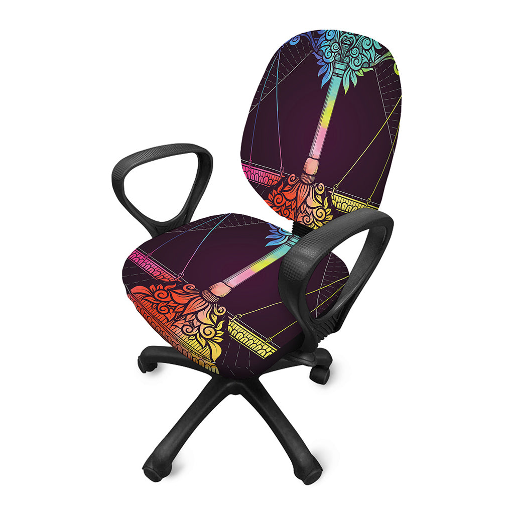 Colorful Libra Sign Print Office Chair Cover