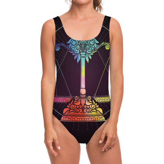 Colorful Libra Sign Print One Piece Swimsuit