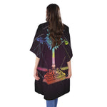Colorful Libra Sign Print Open Front Beach Cover Up