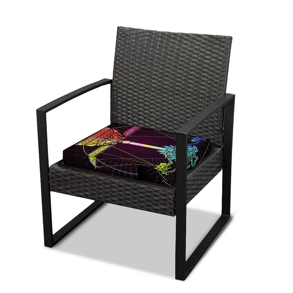 Colorful Libra Sign Print Outdoor Seat Cushion Cover