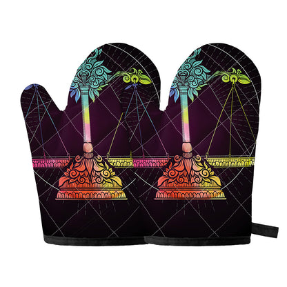 Colorful Libra Sign Print Oven Mitts