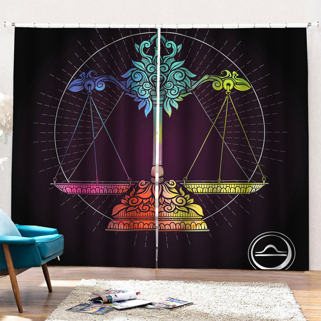 Colorful Libra Sign Print Pencil Pleat Curtains