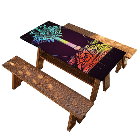 Colorful Libra Sign Print Picnic Table Cover