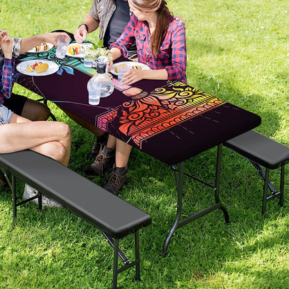 Colorful Libra Sign Print Picnic Table Cover