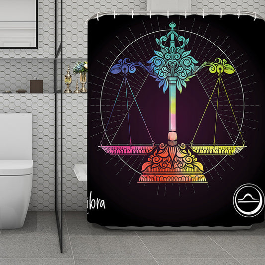 Colorful Libra Sign Print Polyester Shower Curtain