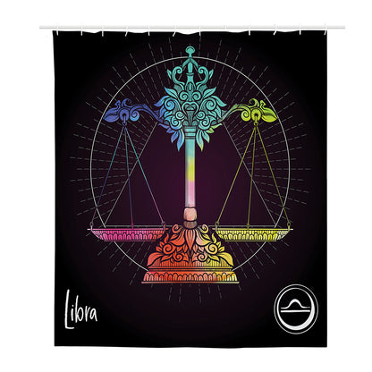 Colorful Libra Sign Print Polyester Shower Curtain