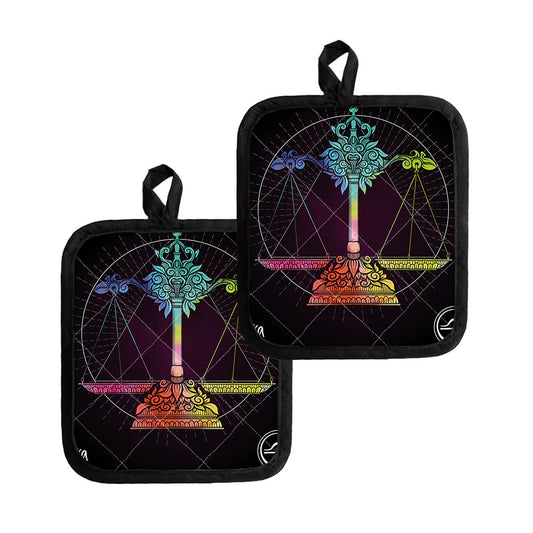 Colorful Libra Sign Print Pot Holders