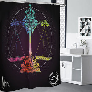 Colorful Libra Sign Print Premium Shower Curtain