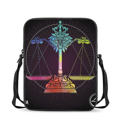 Colorful Libra Sign Print Rectangular Crossbody Bag