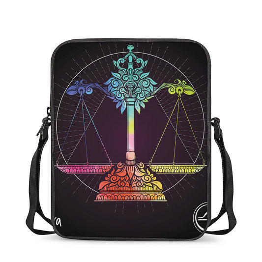 Colorful Libra Sign Print Rectangular Crossbody Bag