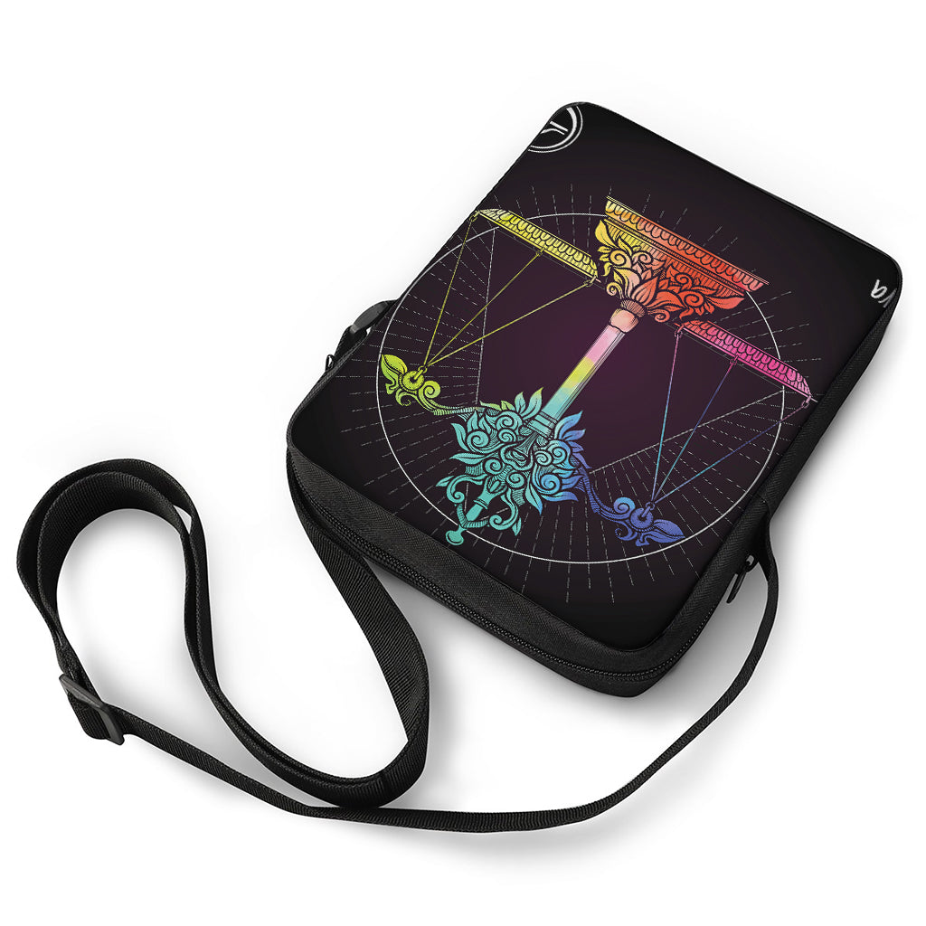 Colorful Libra Sign Print Rectangular Crossbody Bag