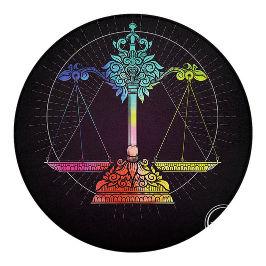 Colorful Libra Sign Print Round Blanket
