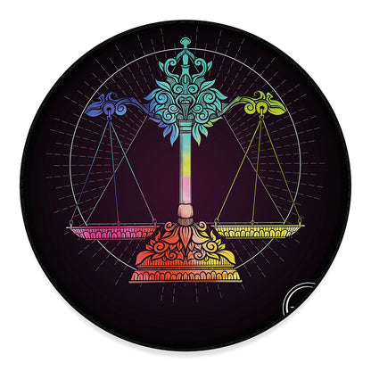 Colorful Libra Sign Print Round Floor Mat