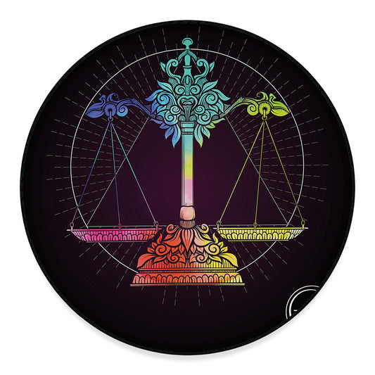 Colorful Libra Sign Print Round Floor Mat