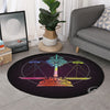 Colorful Libra Sign Print Round Rug