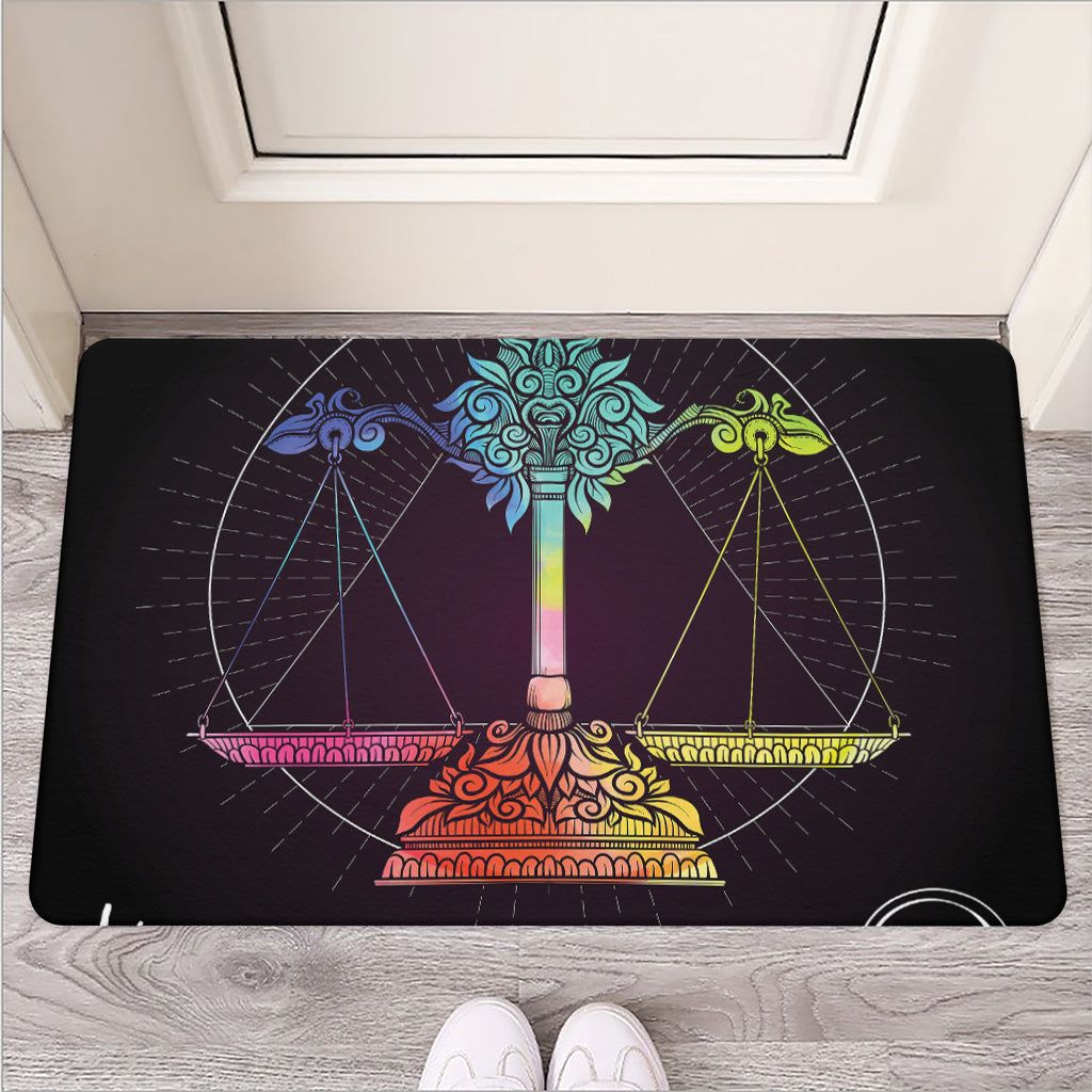 Colorful Libra Sign Print Rubber Doormat