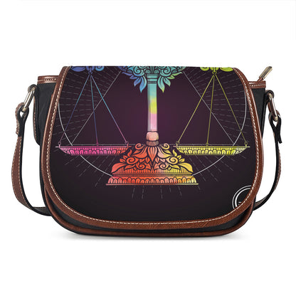 Colorful Libra Sign Print Saddle Bag