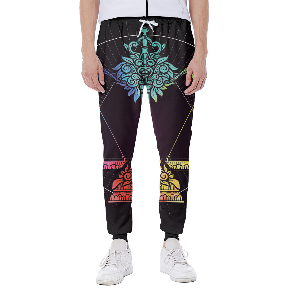 Colorful Libra Sign Print Scuba Joggers