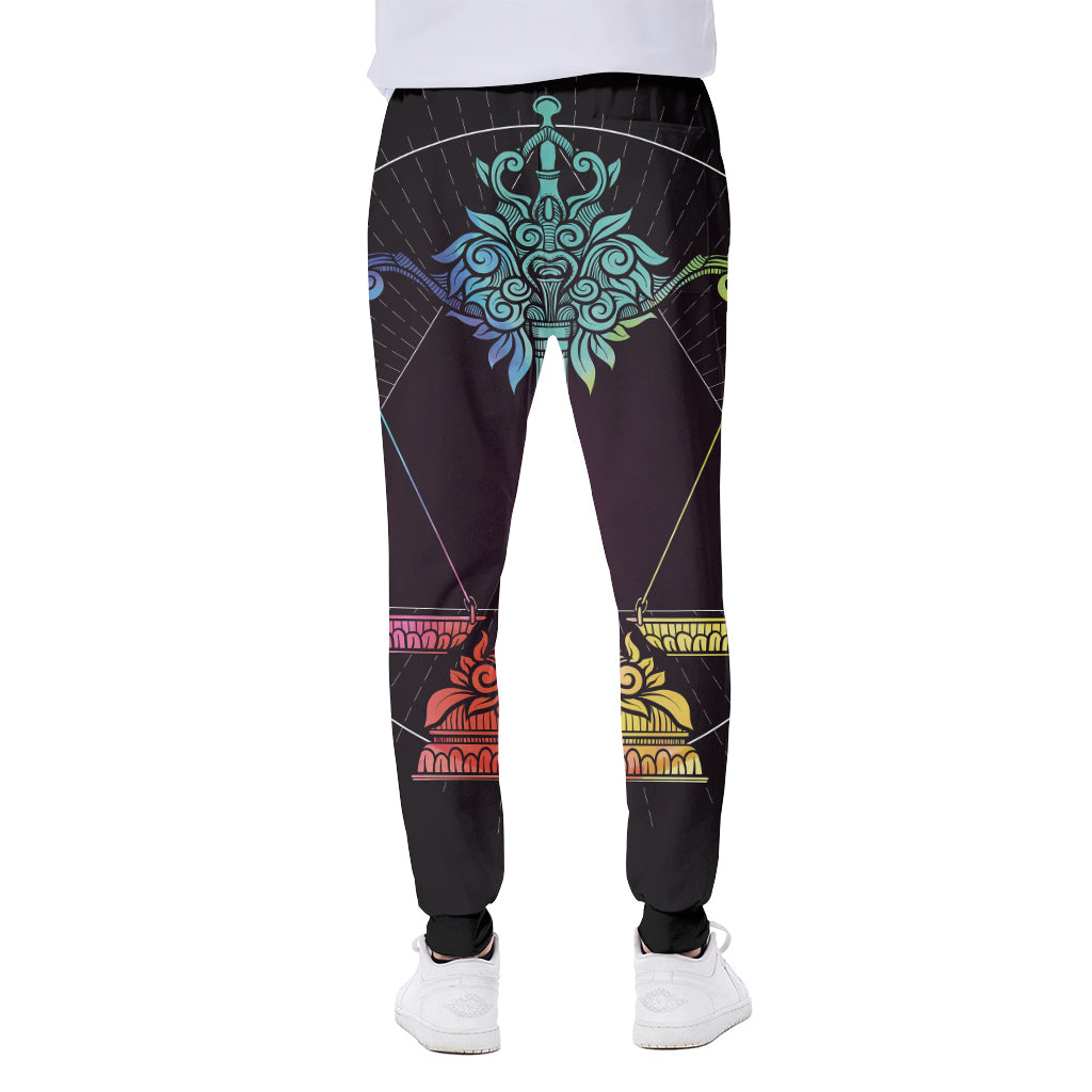 Colorful Libra Sign Print Scuba Joggers