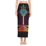 Colorful Libra Sign Print Side Slit Maxi Skirt