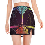 Colorful Libra Sign Print Side Slit Mini Skirt