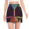 Colorful Libra Sign Print Side Slit Mini Skirt