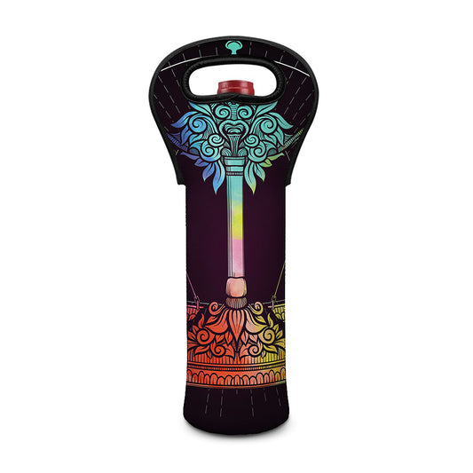 Colorful Libra Sign Print Single Neoprene Wine Tote