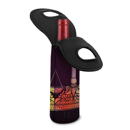 Colorful Libra Sign Print Single Neoprene Wine Tote
