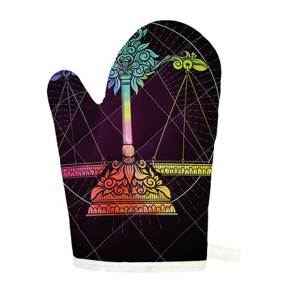 Colorful Libra Sign Print Single Oven Mitt