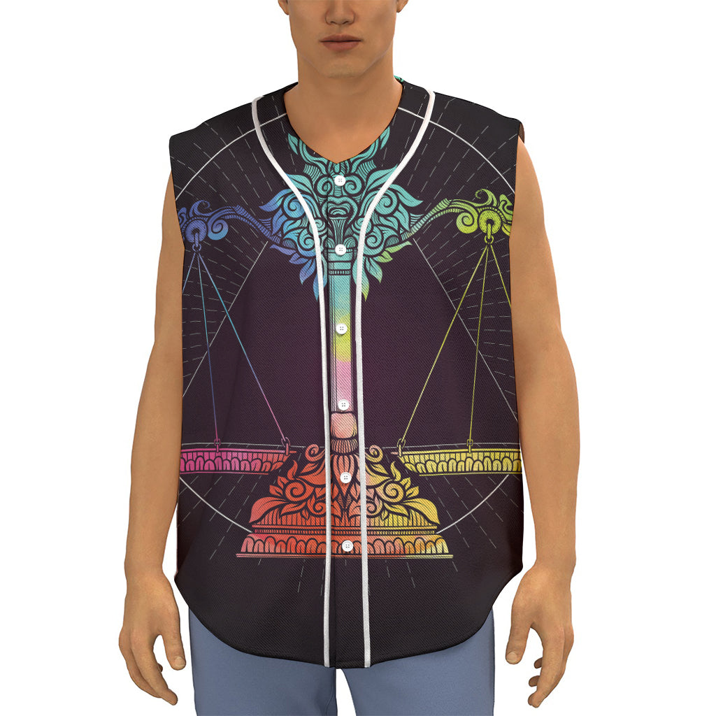Colorful Libra Sign Print Sleeveless Baseball Jersey