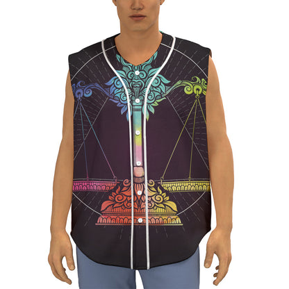 Colorful Libra Sign Print Sleeveless Baseball Jersey