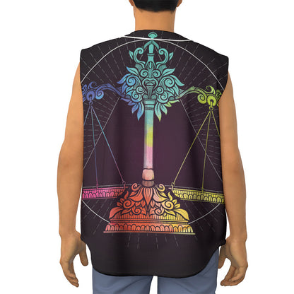 Colorful Libra Sign Print Sleeveless Baseball Jersey