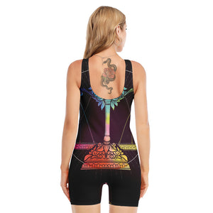 Colorful Libra Sign Print Sleeveless One Piece Swimsuit