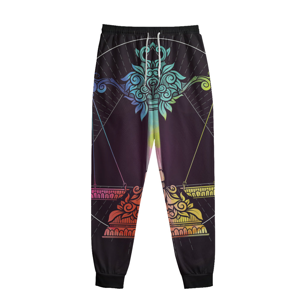 Colorful Libra Sign Print Sweatpants