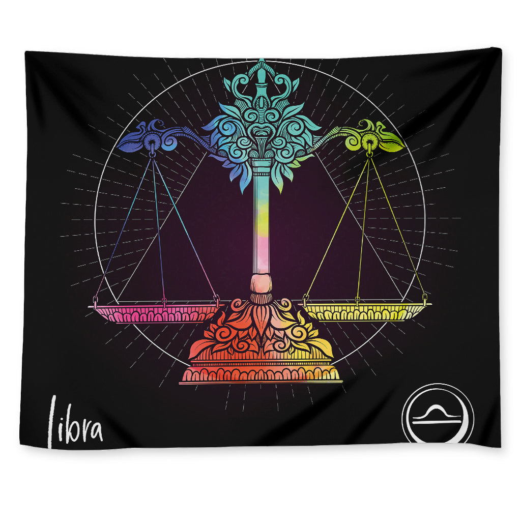 Colorful Libra Sign Print Tapestry