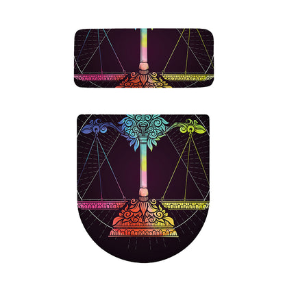 Colorful Libra Sign Print Toilet Lid And Tank Cover Set