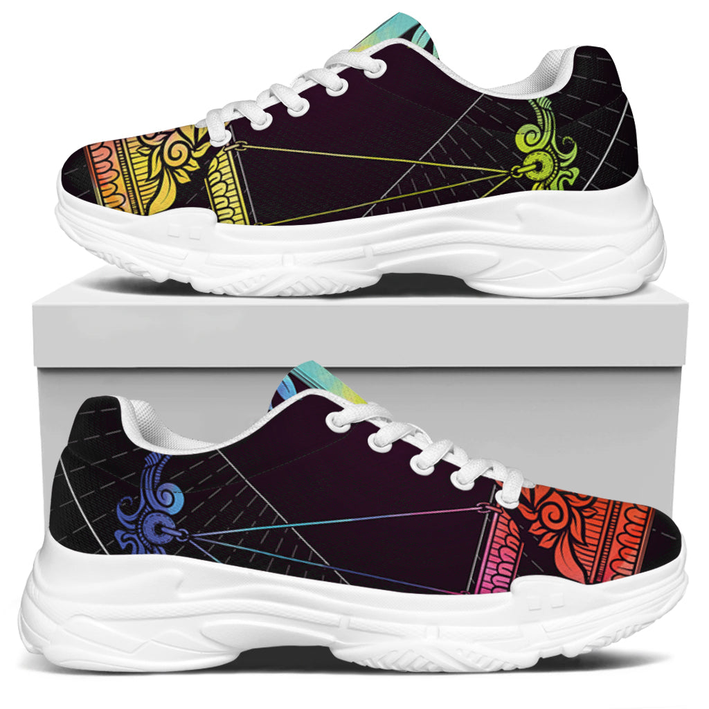 Colorful Libra Sign Print White Chunky Shoes