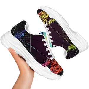 Colorful Libra Sign Print White Chunky Shoes