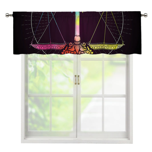 Colorful Libra Sign Print Window Valance